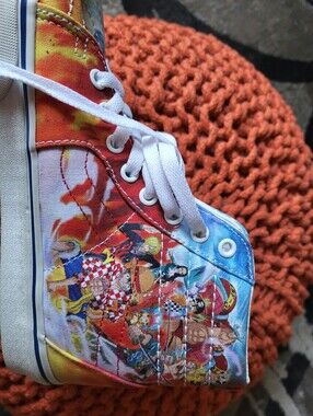 Vans High Top Sneakers Red Blue Yellow Graphic Print